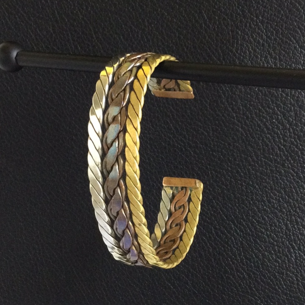 Vintage Mixed Metal Braided Cuff Bracelet